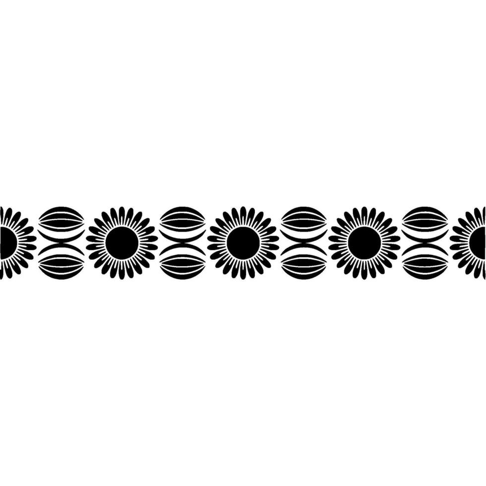 Black Floral Pattern Border on White Background vector