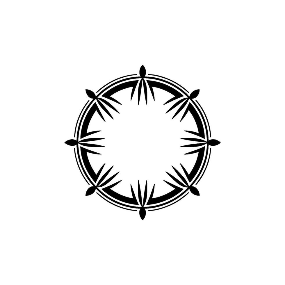 Minimalist Circular Geometric Element, Black and White Abstract Ornament vector