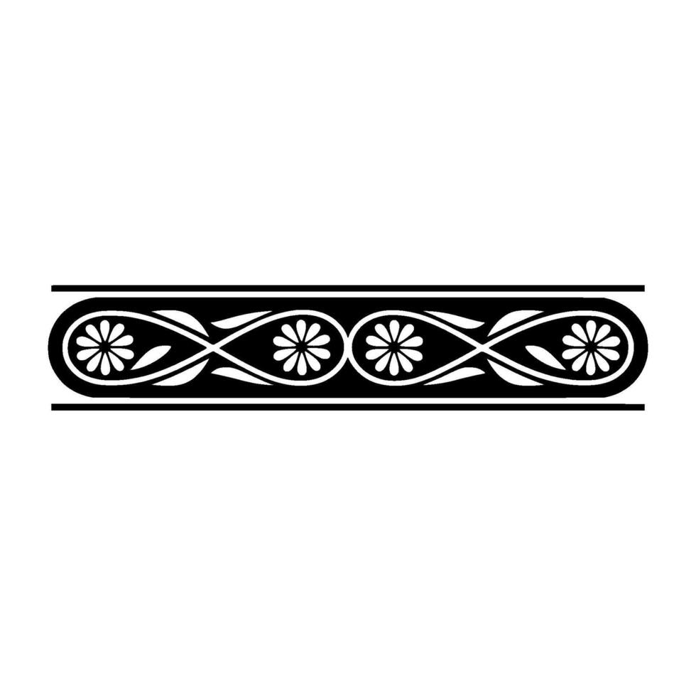 Elegant Black and, White, Floral Border. vector
