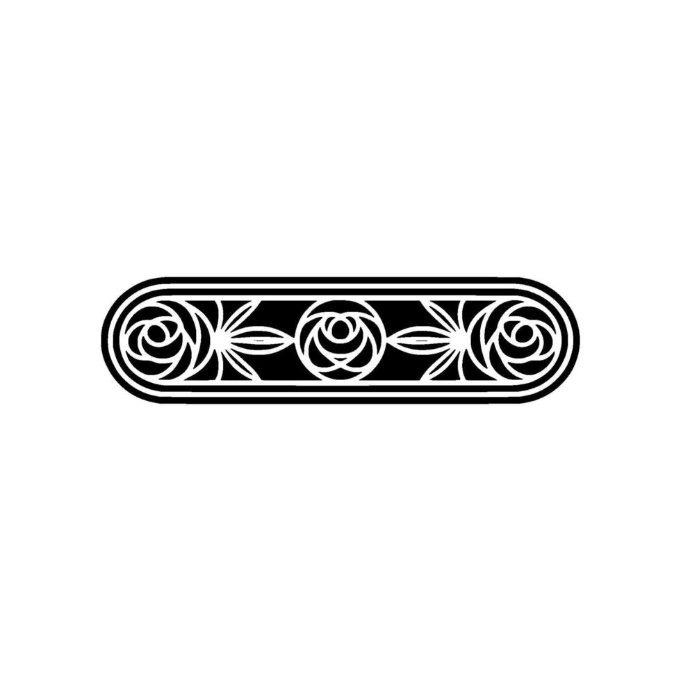 Elegant Floral Border Element in Black White, Illustration vector