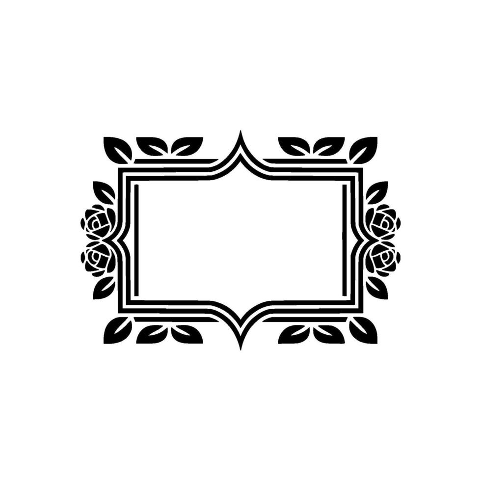 Elegant Floral Frame in Black and White, Decorative Border - Rose vector