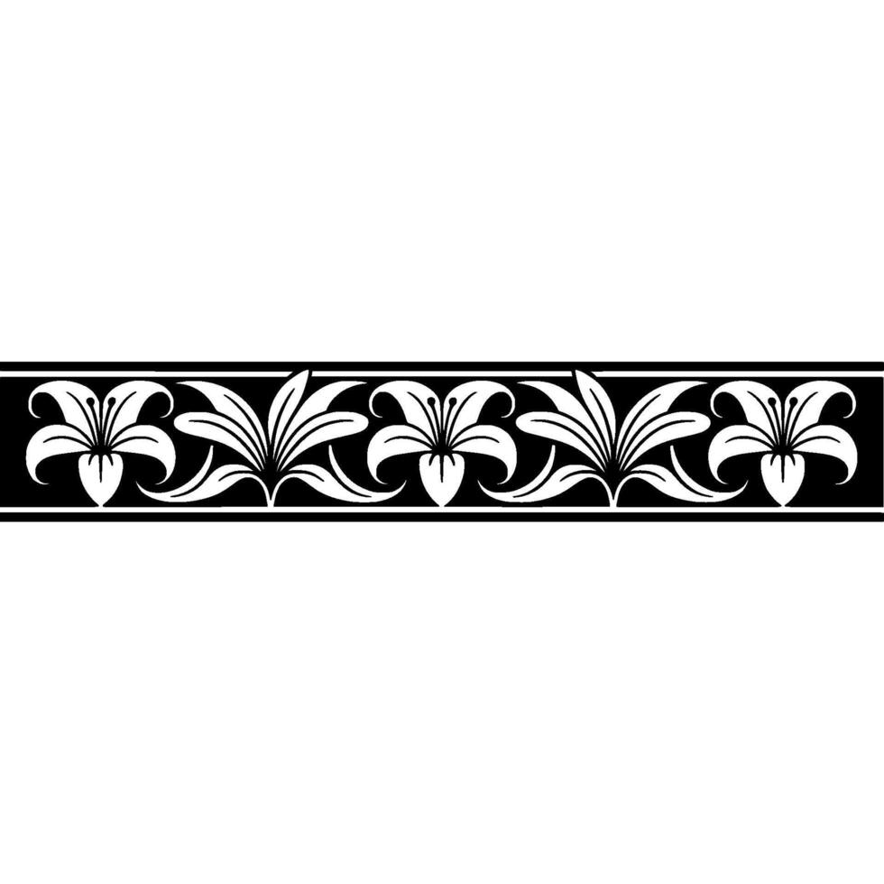 Elegant Black and White Floral Border Element - Lilies vector