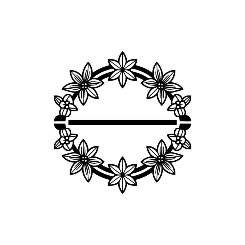 Floral Wreath Minimalist Black White vector
