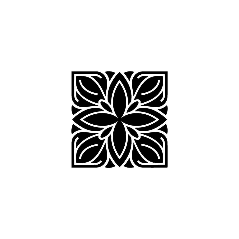 Elegant Geometric Floral in Black and White vector