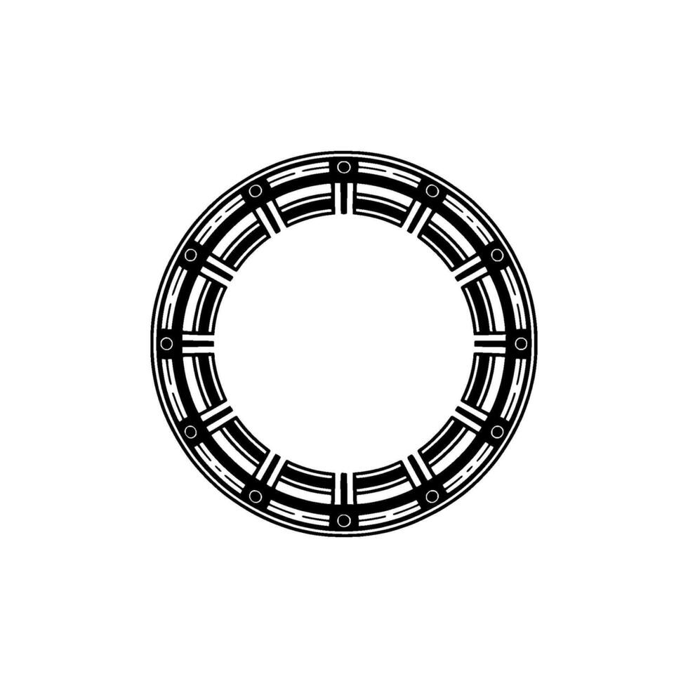 Minimalist Geometric Circular in Black and White - Abstract Frame vector