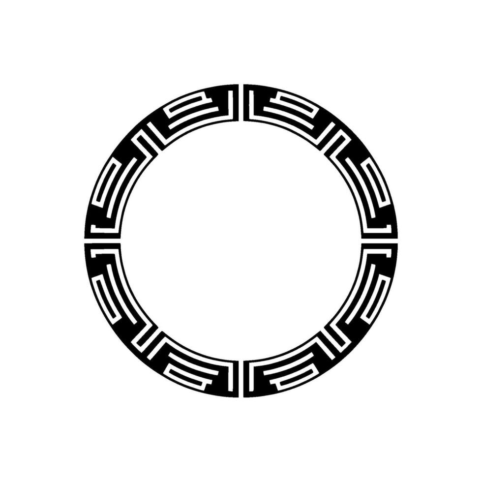 Geometric Circle Frame Element in Black and White vector