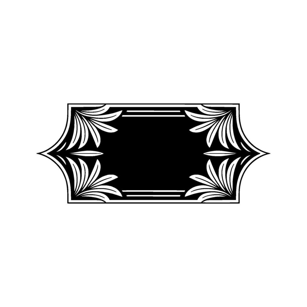 Elegant Black White Label with Floral Accents vector