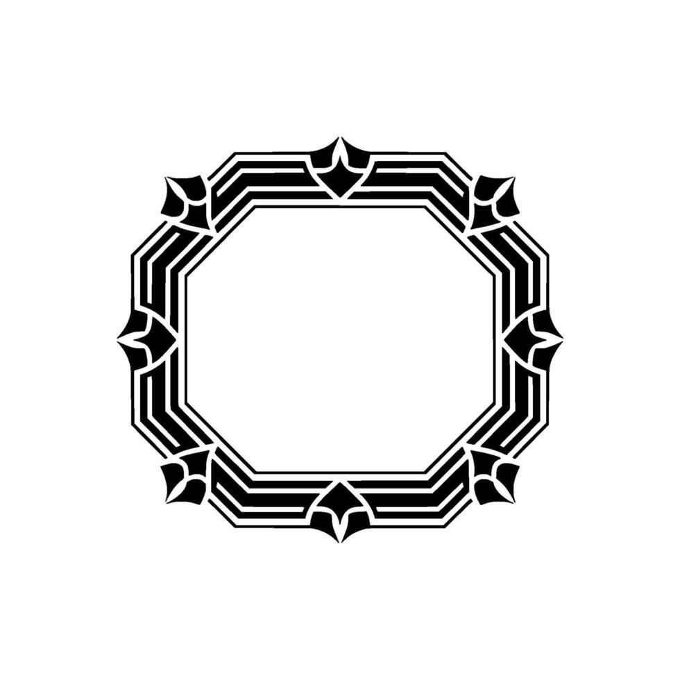 Geometric Black and White Octagonal Frame, Decorative vector