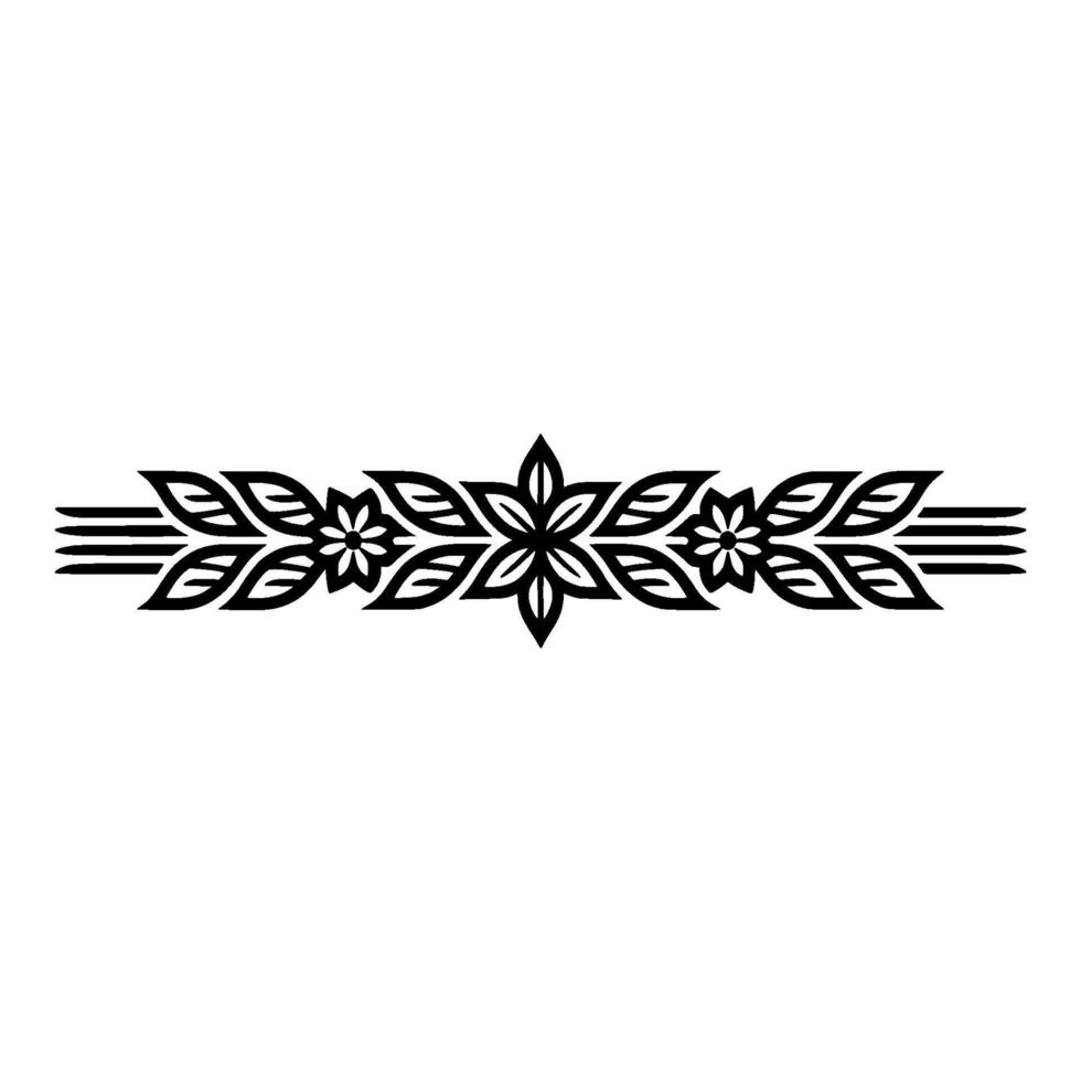 Elegant Floral Border - Black and White Illustration, Flower vector