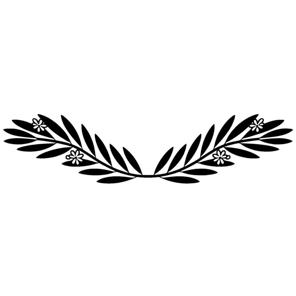 Elegant Black Floral Laurel Wreath on White Background - Leaves vector