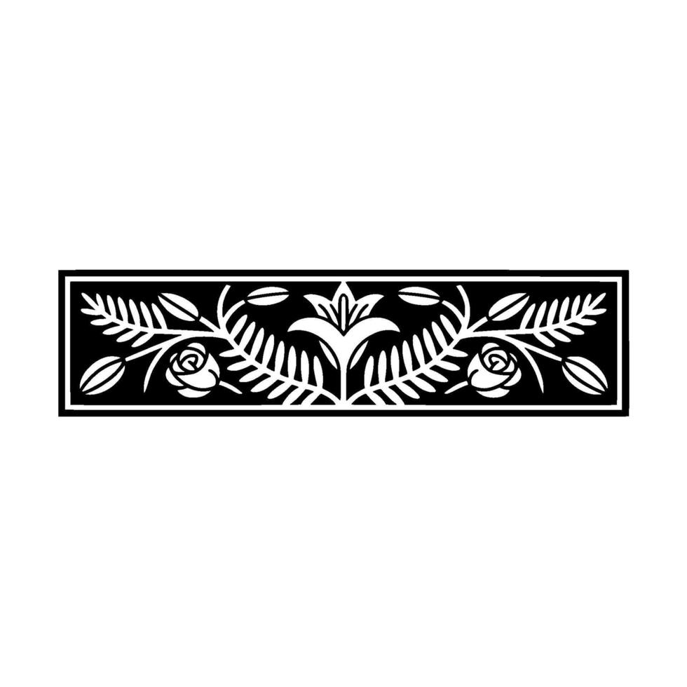 Elegant Black White Floral Border Ornament - Element vector