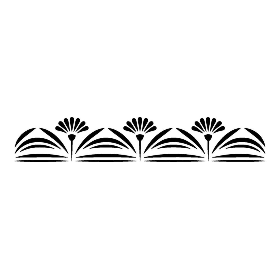 Stylized Floral Border Ornament Black and White Illustration vector