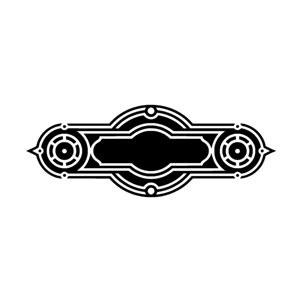 Art Deco Style Black and White Emblem, Ornate on White vector