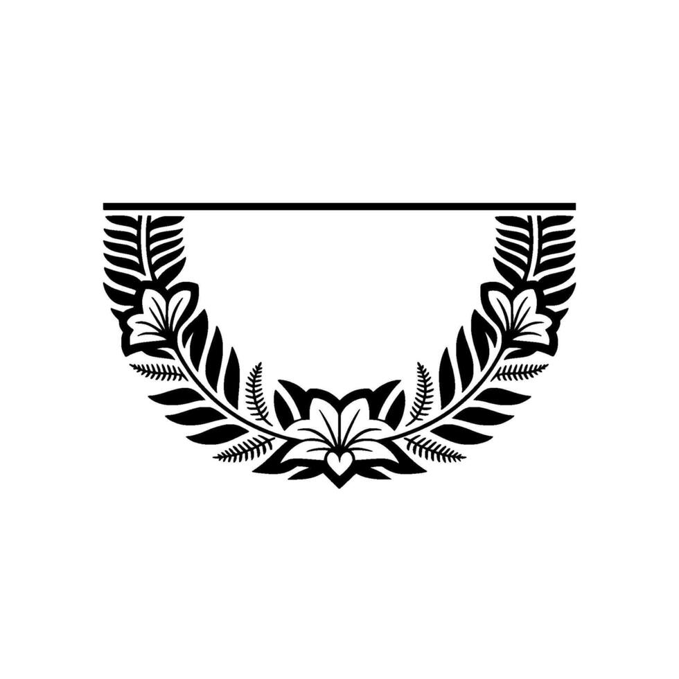 Elegant Floral Wreath Frame Illustration, Black and White vector