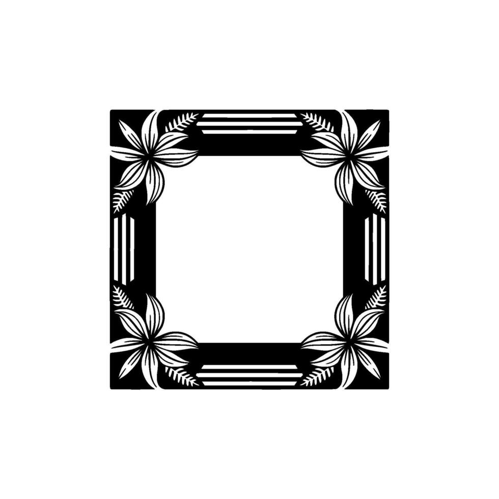 Elegant Floral Frame with White Space Black White vector