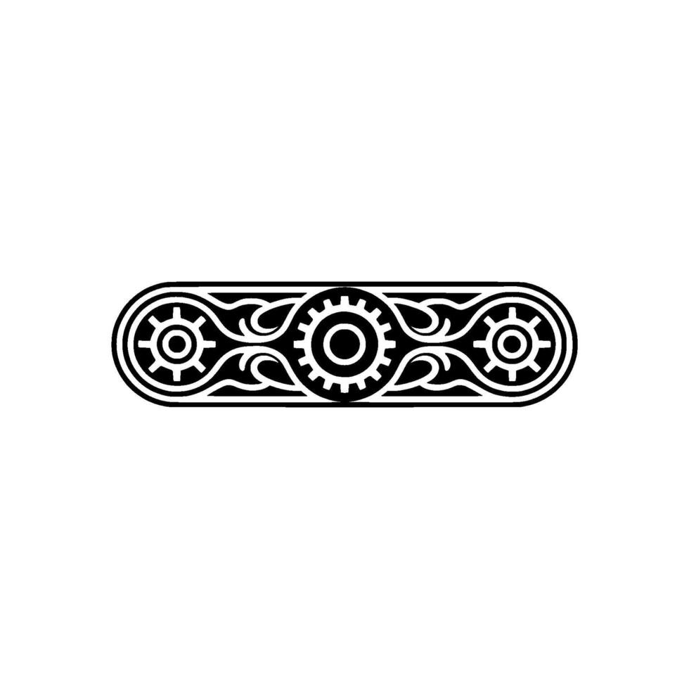 Minimalist Gear Mechanism Ornament in Black and White vector