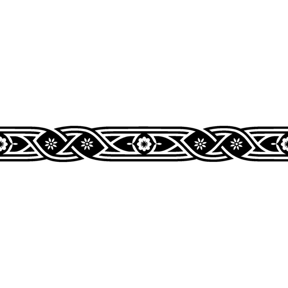 Elegant Black White Floral Border, Decorative Line Element vector