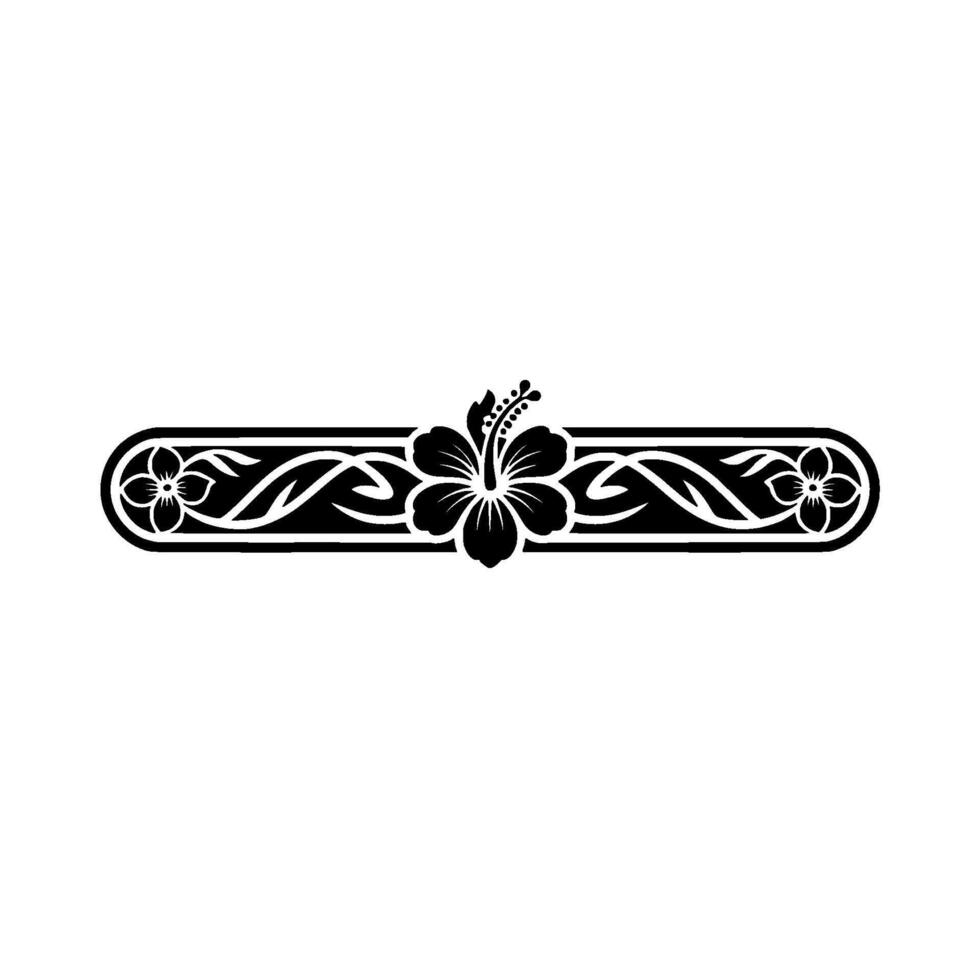 Elegant Floral Border Hibiscus Ornament in Black and White vector