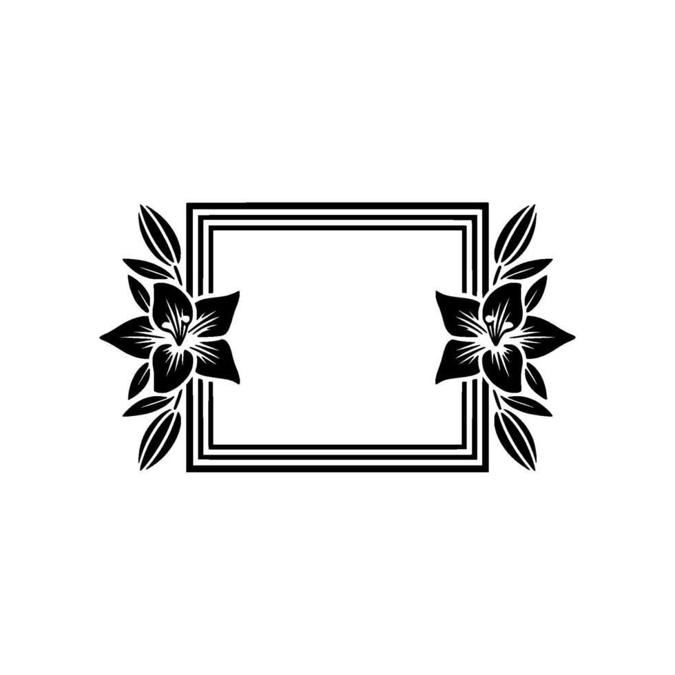 Elegant Floral Frame Illustration in Black and White - Minimalist vector