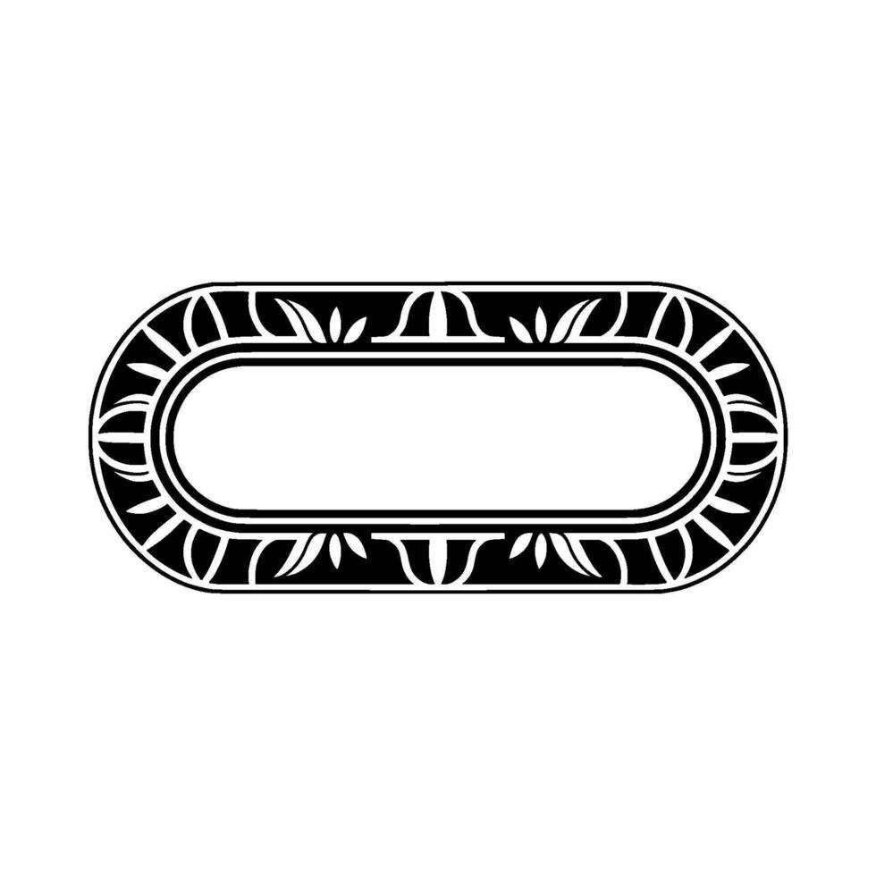 Elegant Oval Frame with Floral Accents, Black and White vector