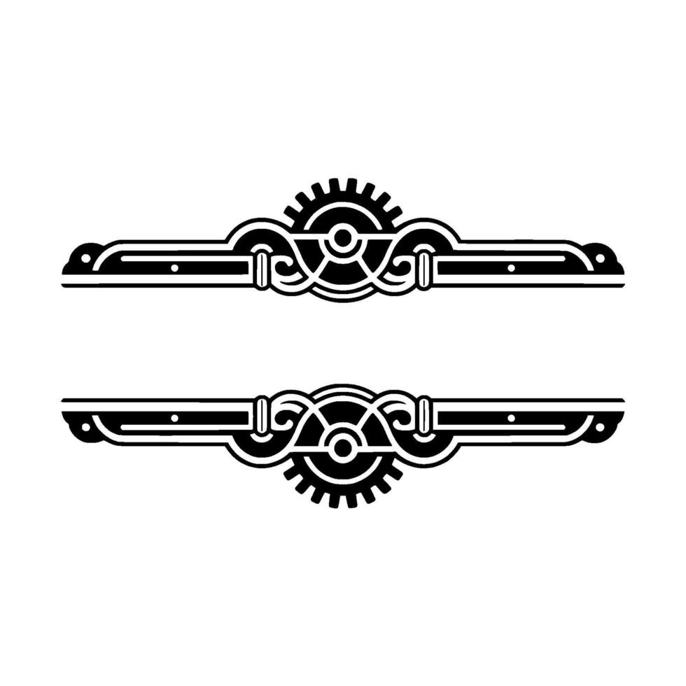 Steampunk Ornamental Border Elements Black White vector