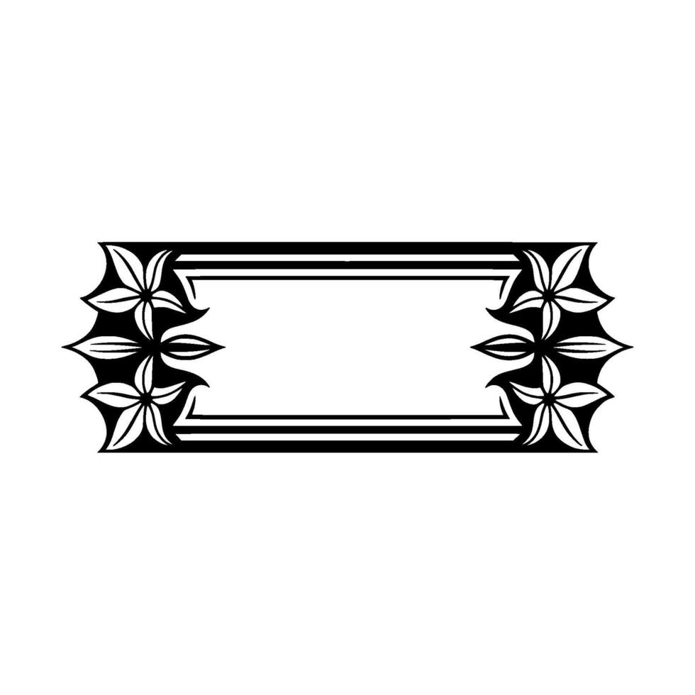Elegant Floral Border Frame Black and White Decorative Element vector