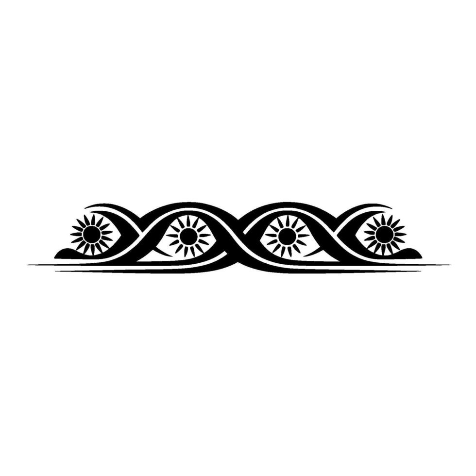 Tribal Sun Pattern Border Element in Black and White vector