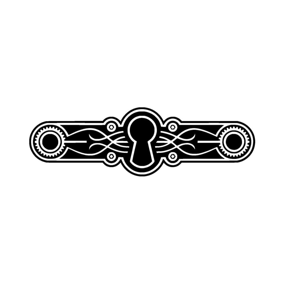 Art Deco Keyhole Emblem - with Gear Elements vector