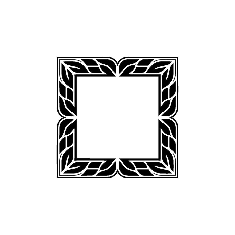 Elegant Black Leaf Frame Element on White Background vector