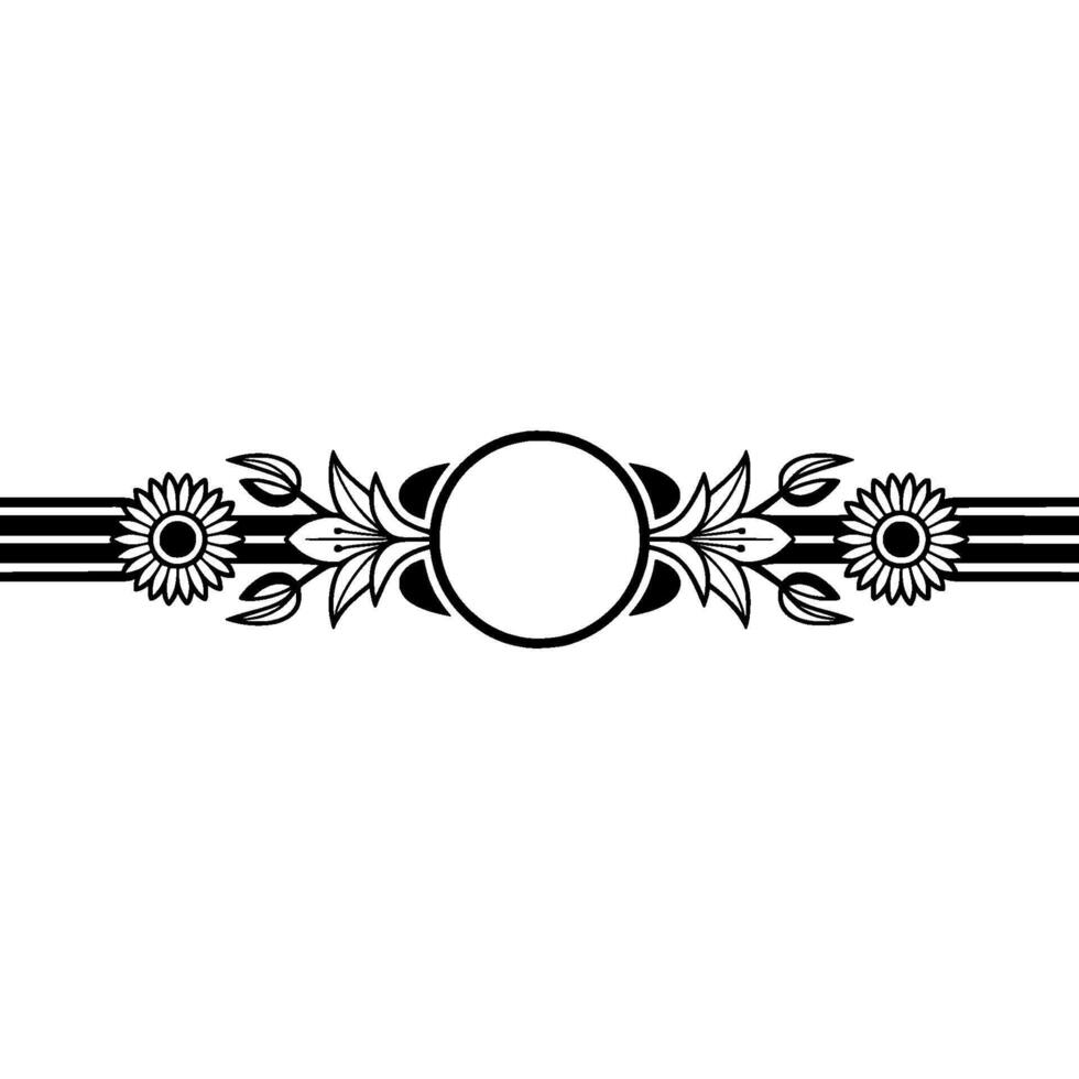 Elegant Floral Border with Circle, Minimalist vector