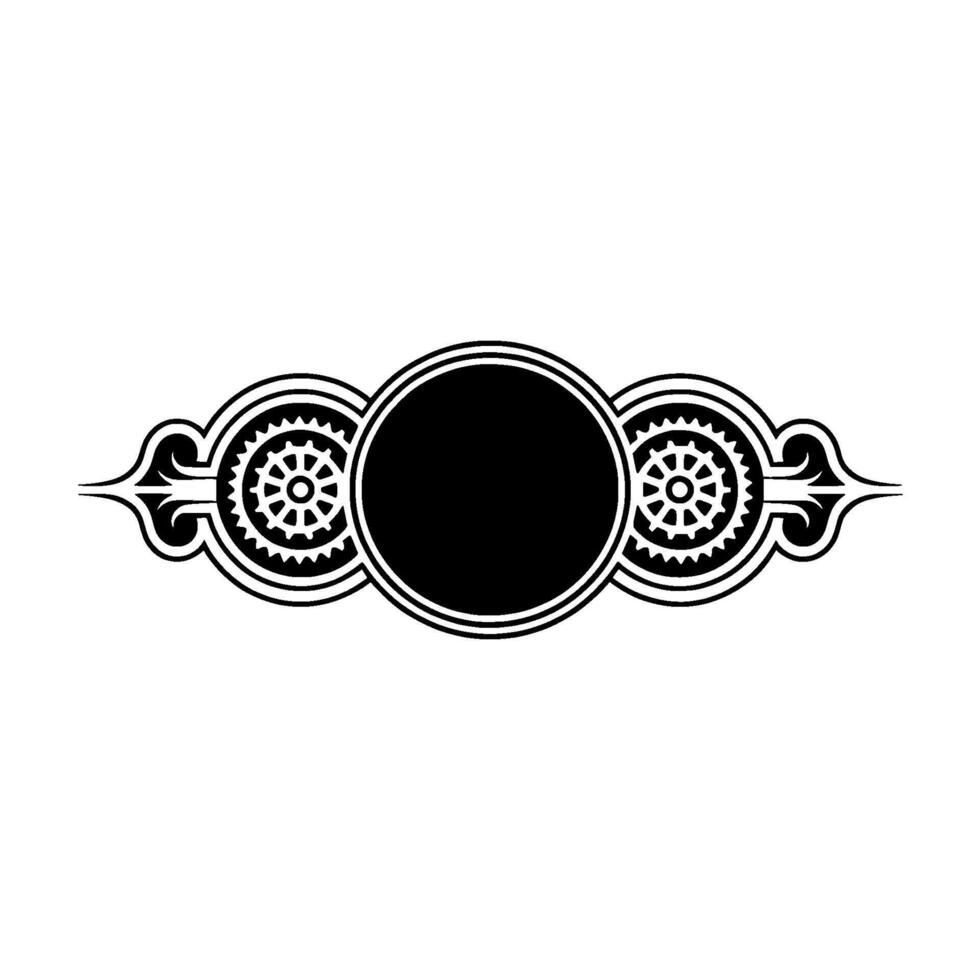Ornate Black White Emblem Geometric with Cogwheels Circle vector