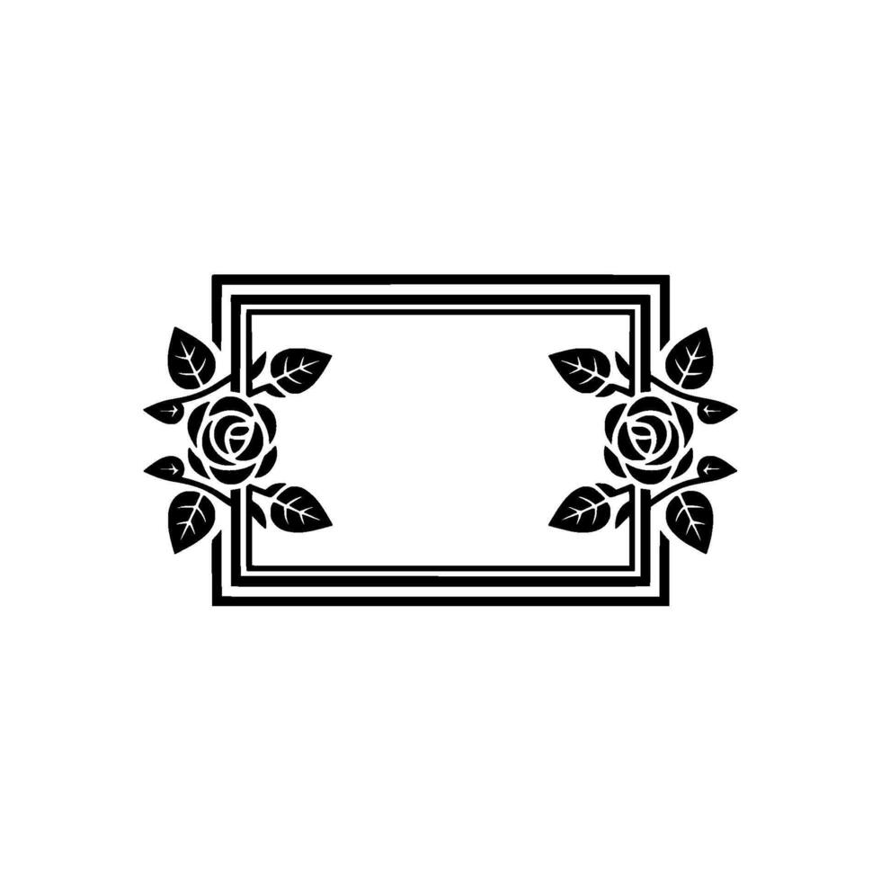 Elegant Rose Frame Border, Illustration, Minimalist vector