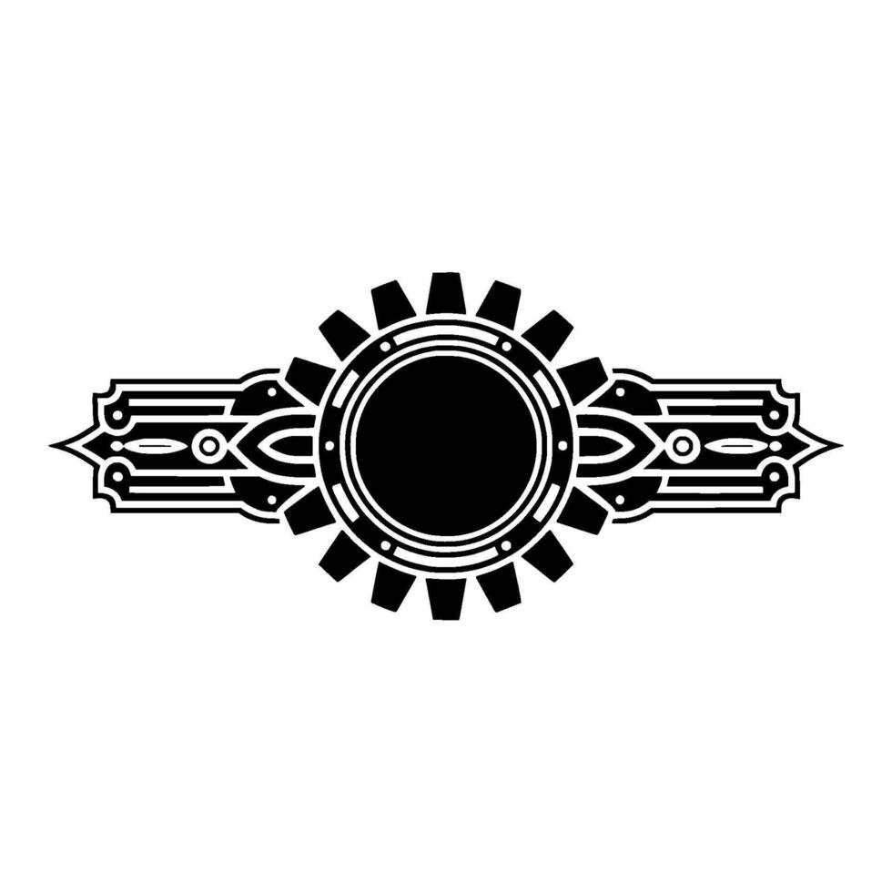 Steampunk Gear and Ornament - Monochrome Element vector