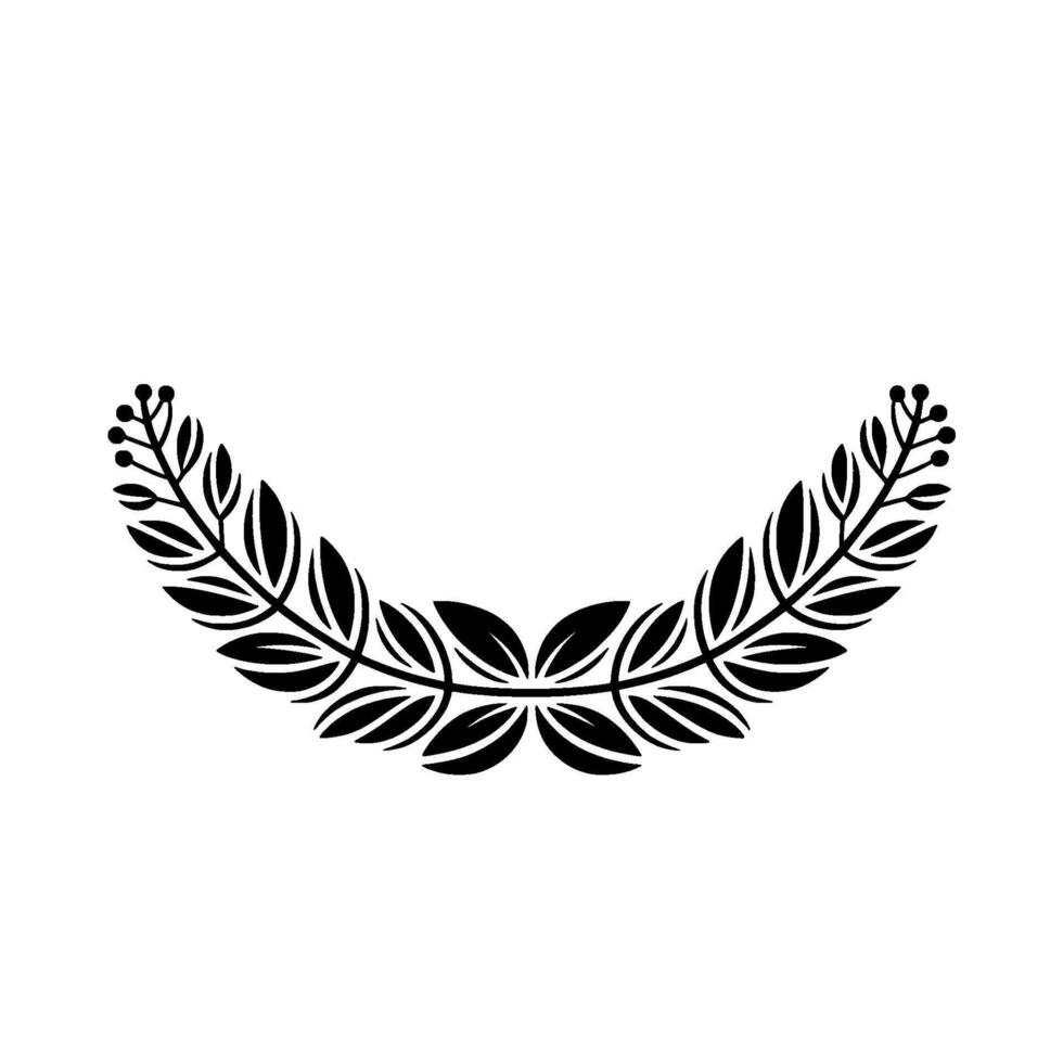 Elegant Black Laurel Wreath on White Minimalist - Leaves vector