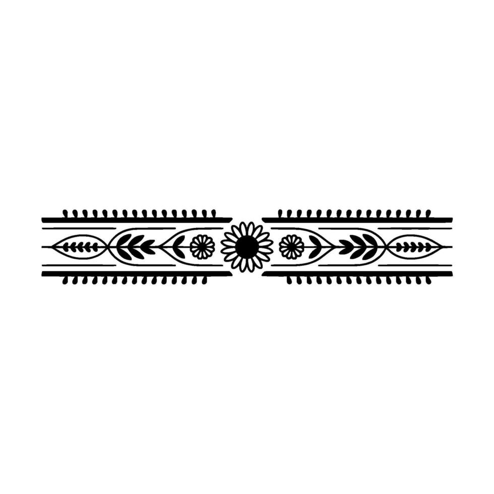 Elegant Floral Border Element Sunflower Leaves vector