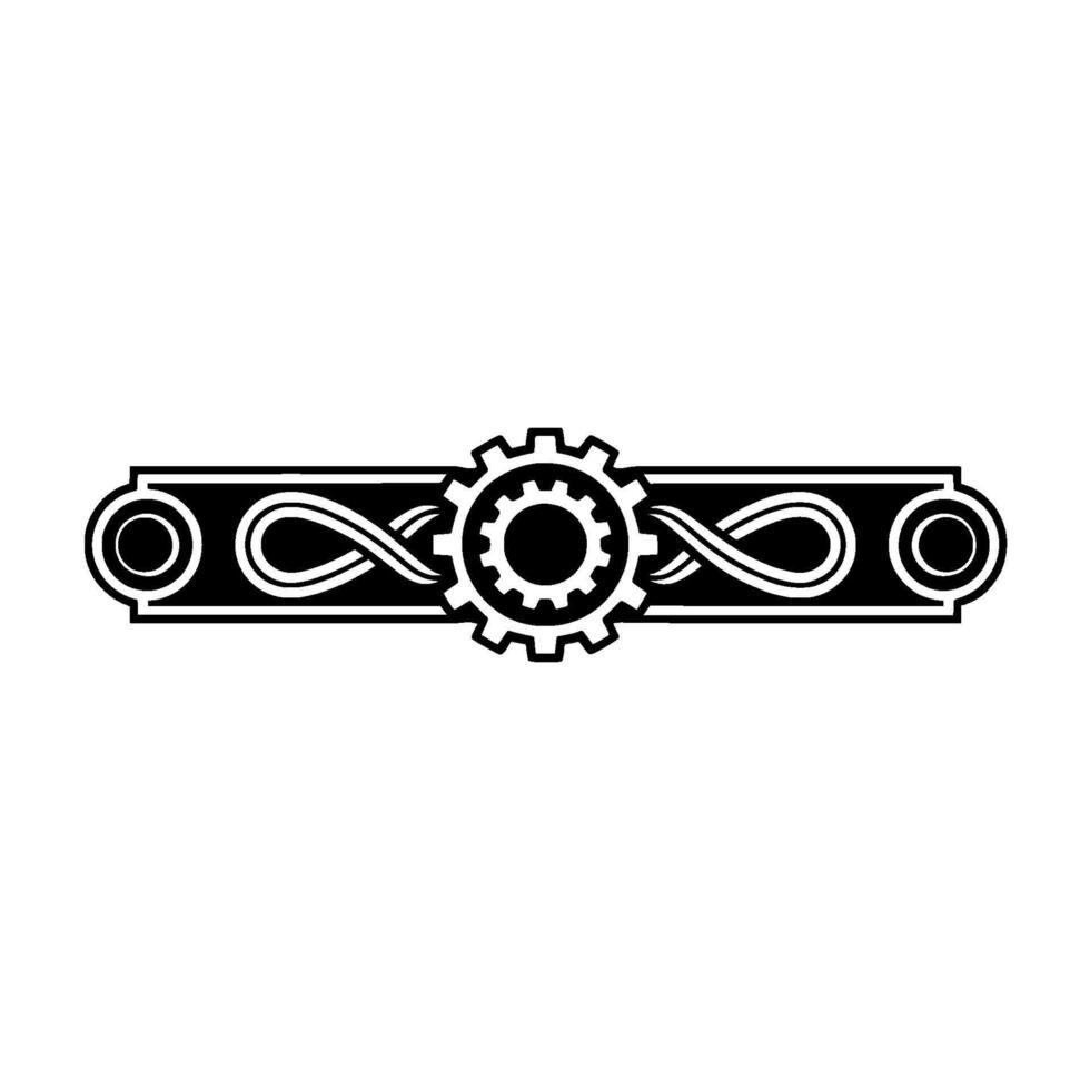 Steampunk Gear Infinity Border, Black and White vector