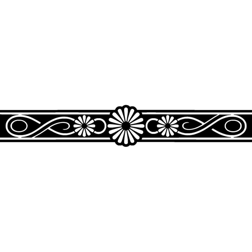 Elegant Black Floral Border on White Decorative Element - Flower vector