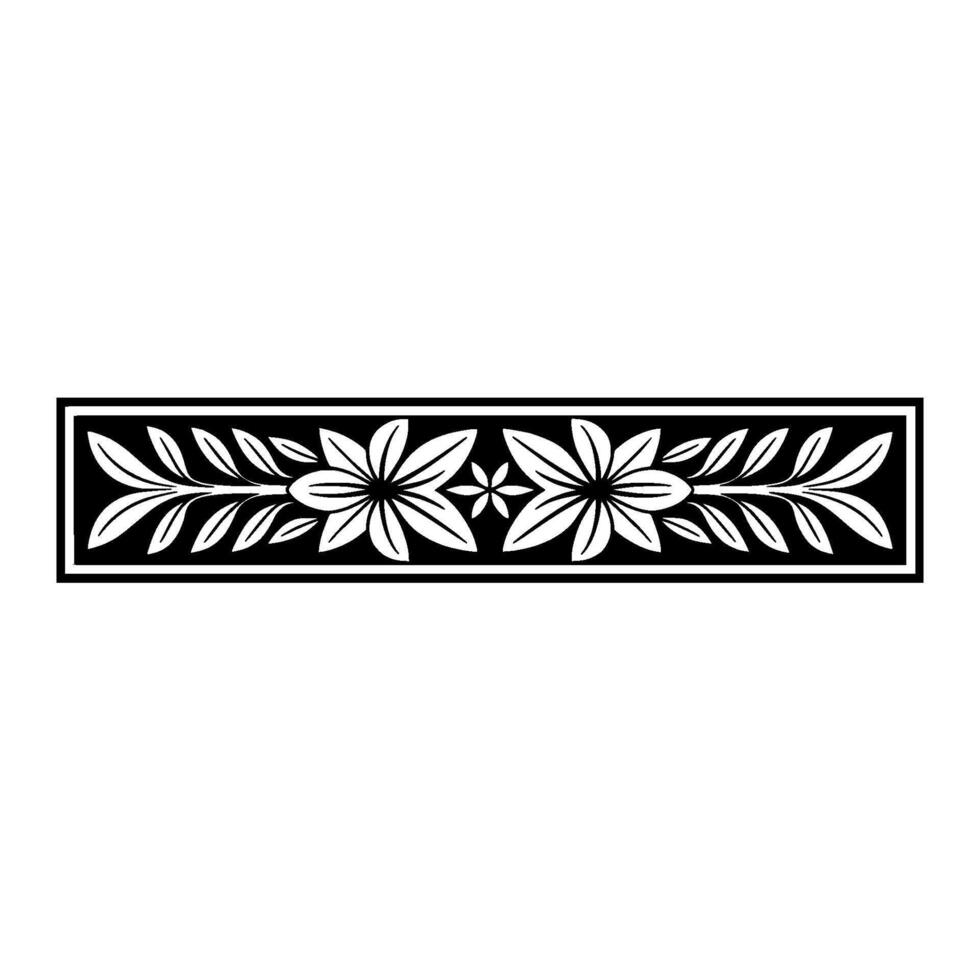 Elegant Floral Border in Black and White Illustration - Element vector