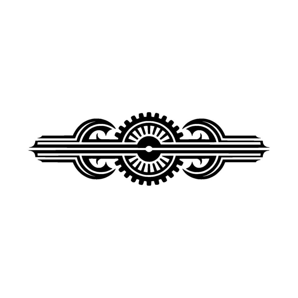 Steampunk Gear Element Ornate, Black White vector