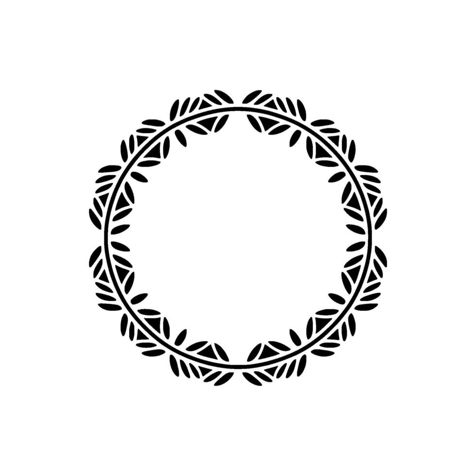 Minimalist Black Leaf Circle Frame on White Background - Wreath vector