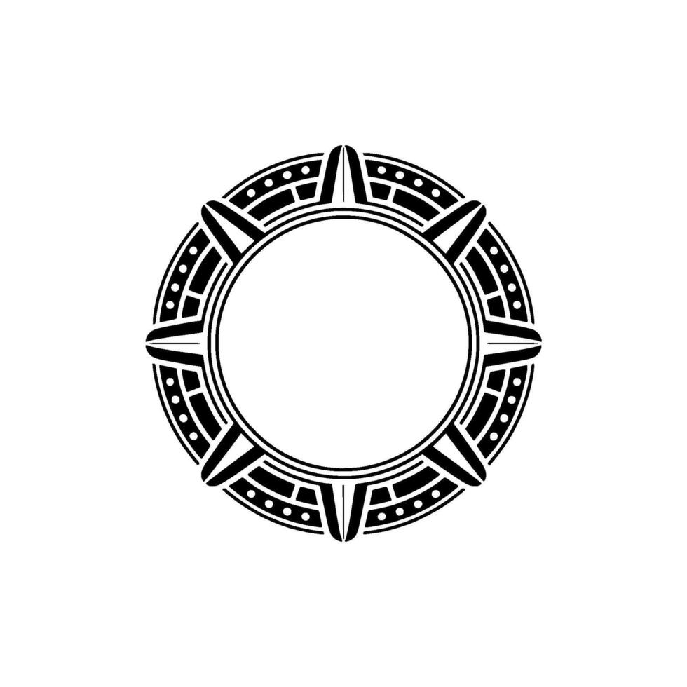 Geometric Circular Ornament, Black and White Decorative vector