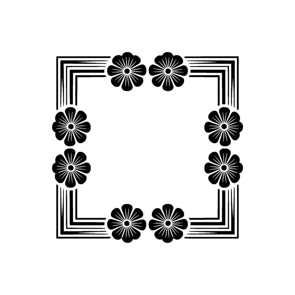 Floral Frame, Elegant Black and White vector