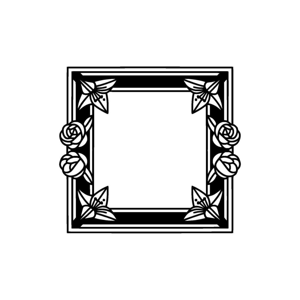Elegant Floral Frame Minimalist Black White for Invitations vector