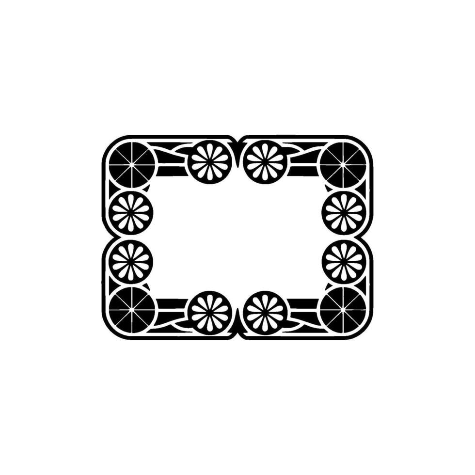 Elegant Art Deco Frame with Flower and Slice Motifs vector