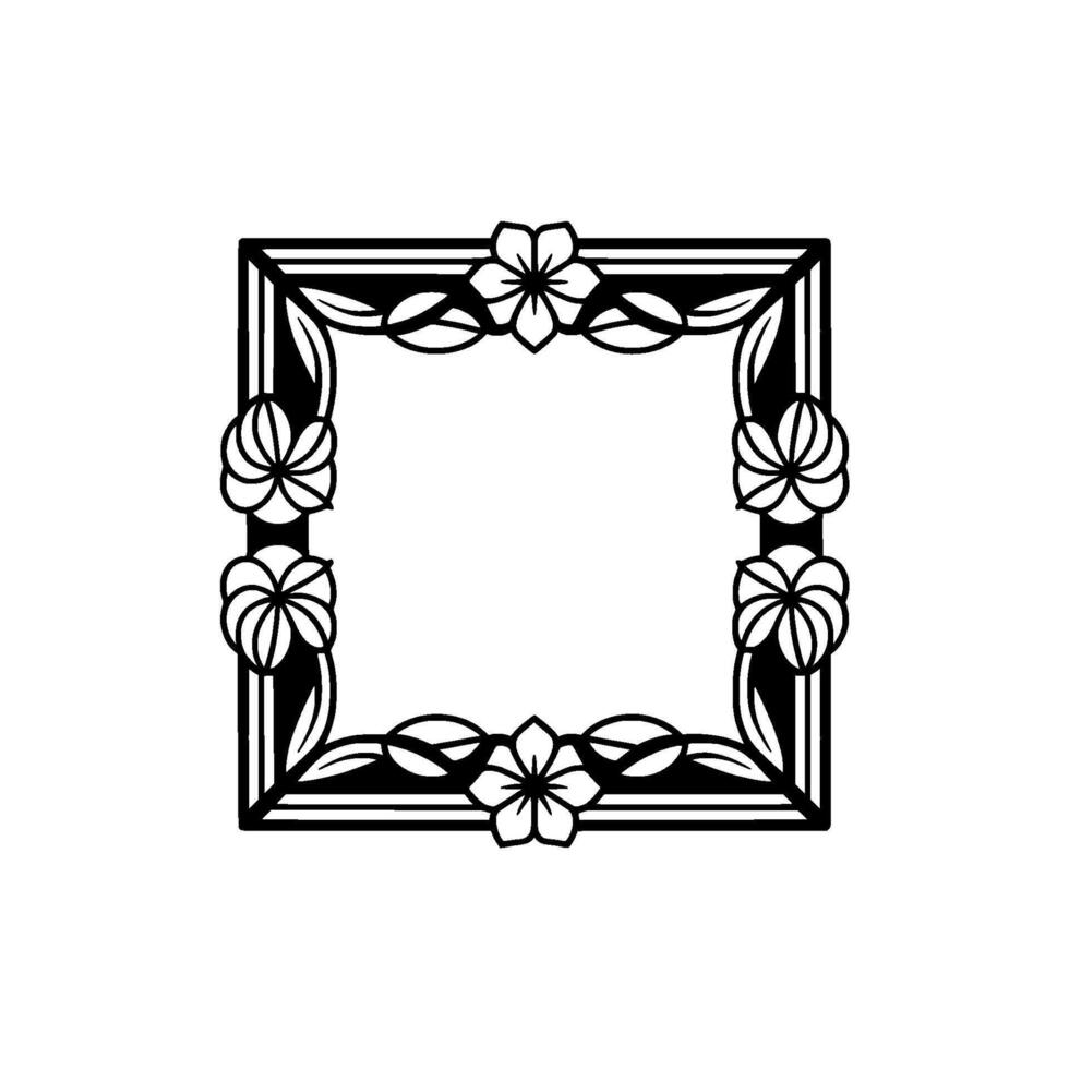 Elegant Black White Floral Frame Illustration - Decorative vector