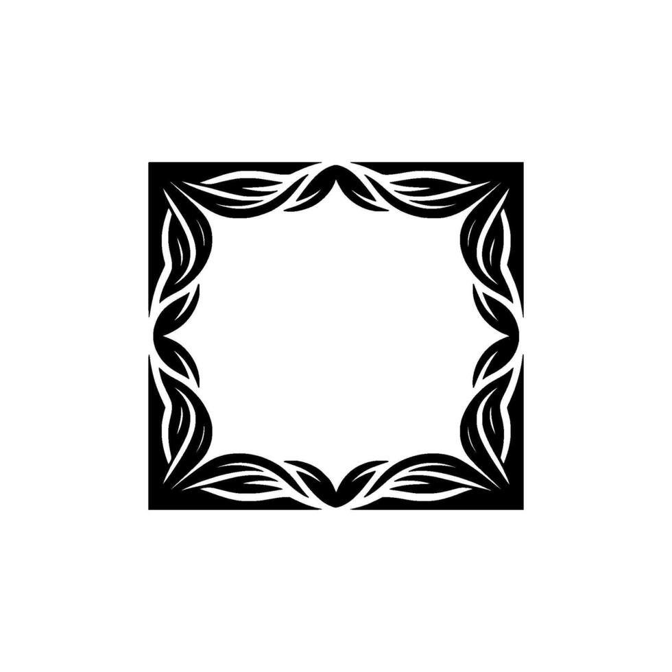 Elegant Leafy Black Frame on White Minimalist for Invitations Logos vector