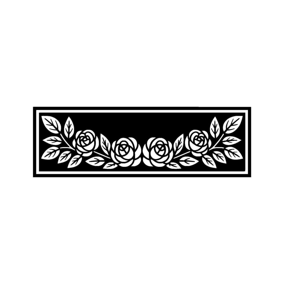 Elegant Rose Border Illustration in Black and White vector