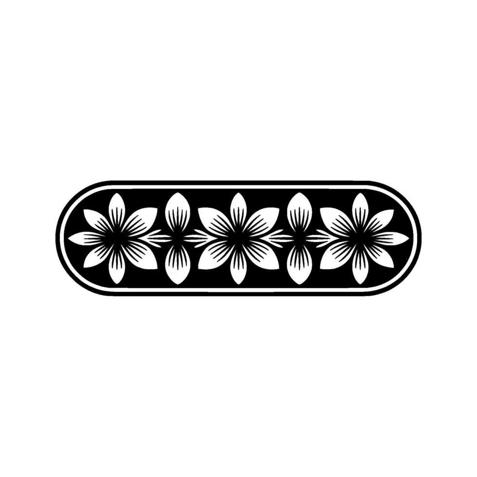 Floral Border Ornament in Black and White, Minimalist - Pattern vector