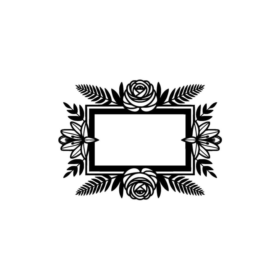 Floral Frame Elegant Black White Template for Invitations Designs vector