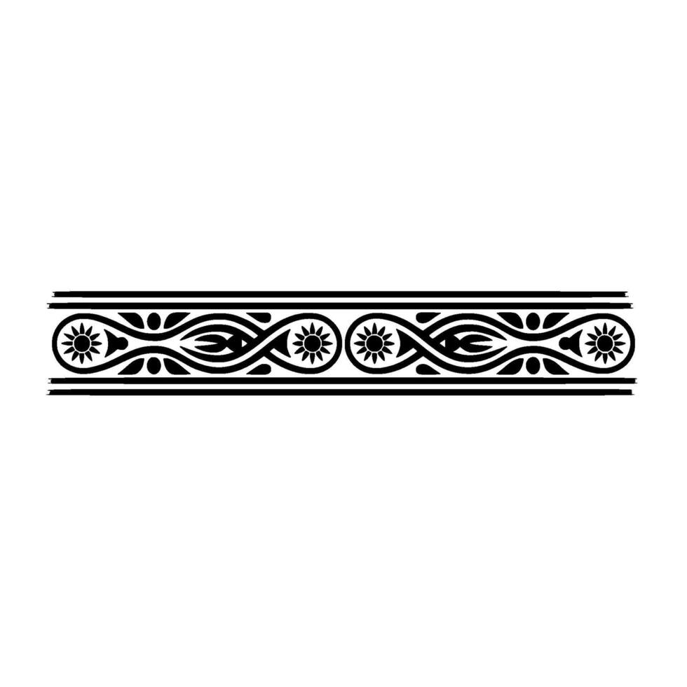 Black Floral Border with Sunbursts Leaves, Illustration vector